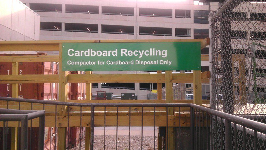 cardboard recycling sign