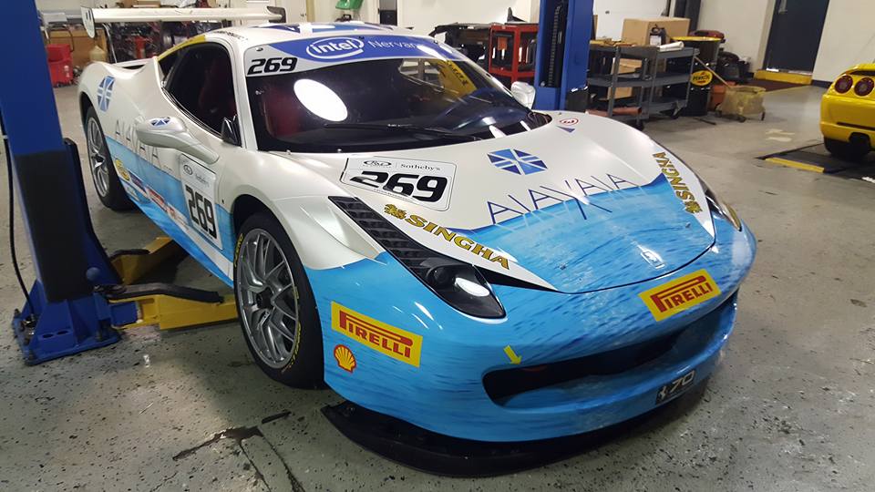 Race car with many decals