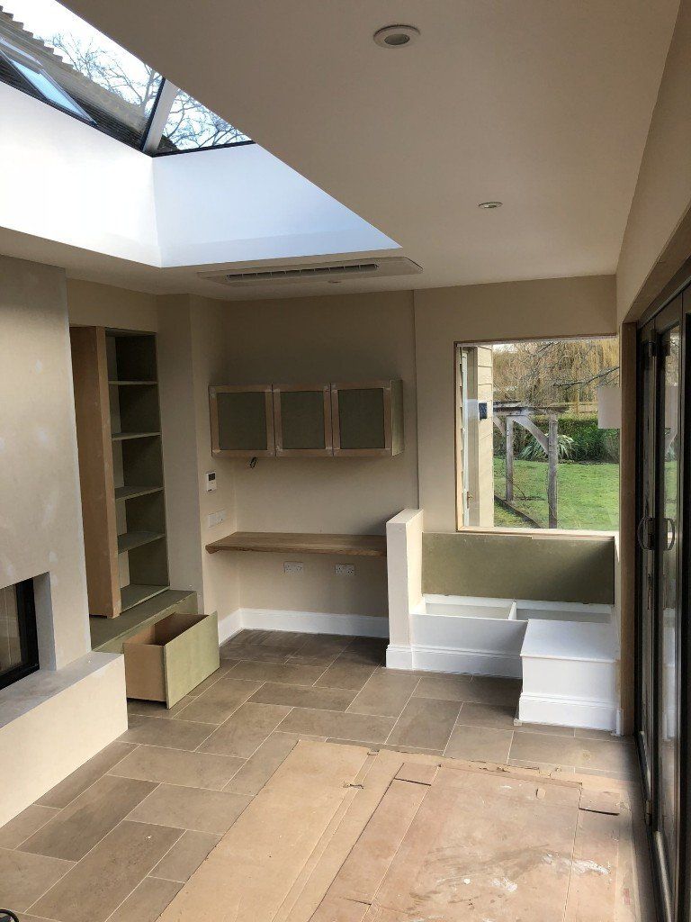 There is a large window in the middle of the room.