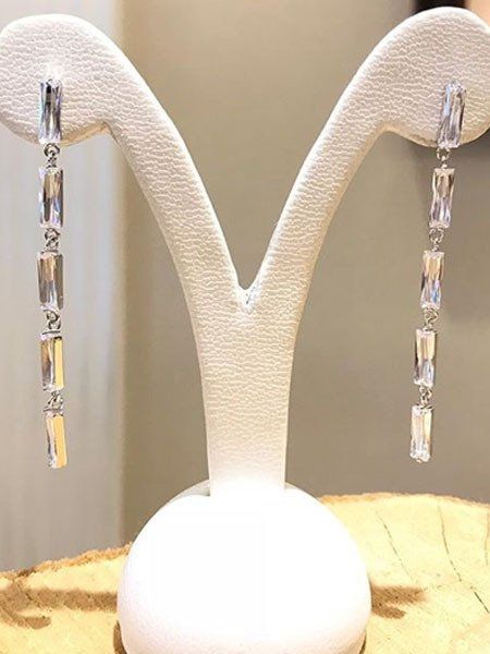 Aros de plata con baguettes de circones