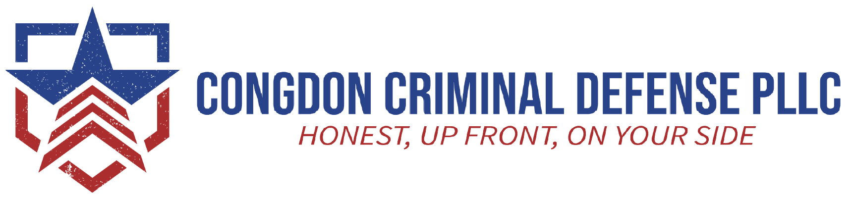 A logo for congdon criminal defense llc with a star and arrows