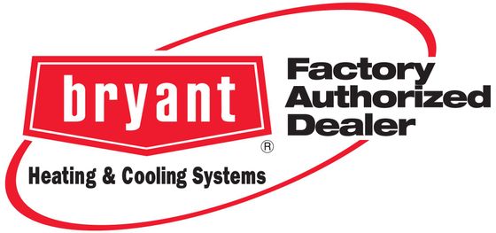 Bryant Heating & Cooling Systems Factory Authorized Dealer logo with red oval and black text