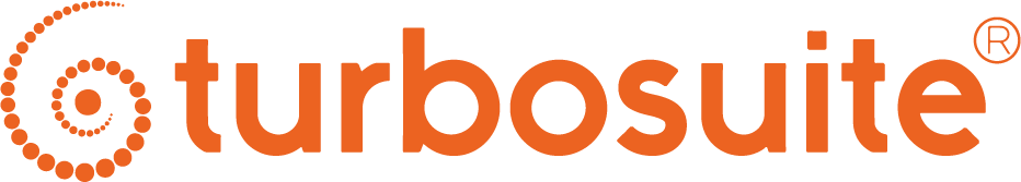 Um logotipo turbosuite laranja sobre fundo branco