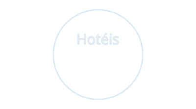 A palavra hotéis está escrita em um círculo sobre um fundo branco.