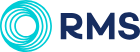 O logotipo da rms é um círculo azul com a palavra rms escrita dentro dele.