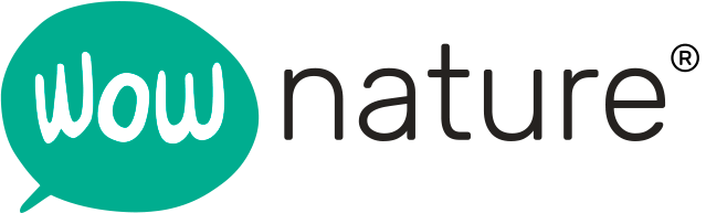 Logo Wow Nature con fumetto verde e testo nero su sfondo bianco.