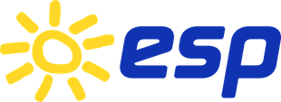 Icona del sole giallo accanto al logo blu 