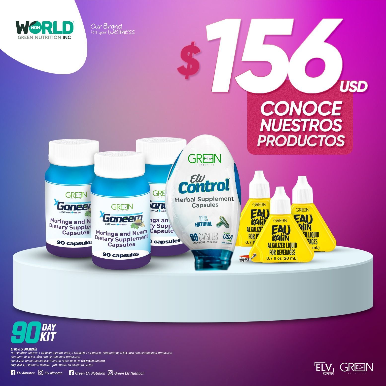 Un anuncio de un kit de 90 días por $ 156 usd