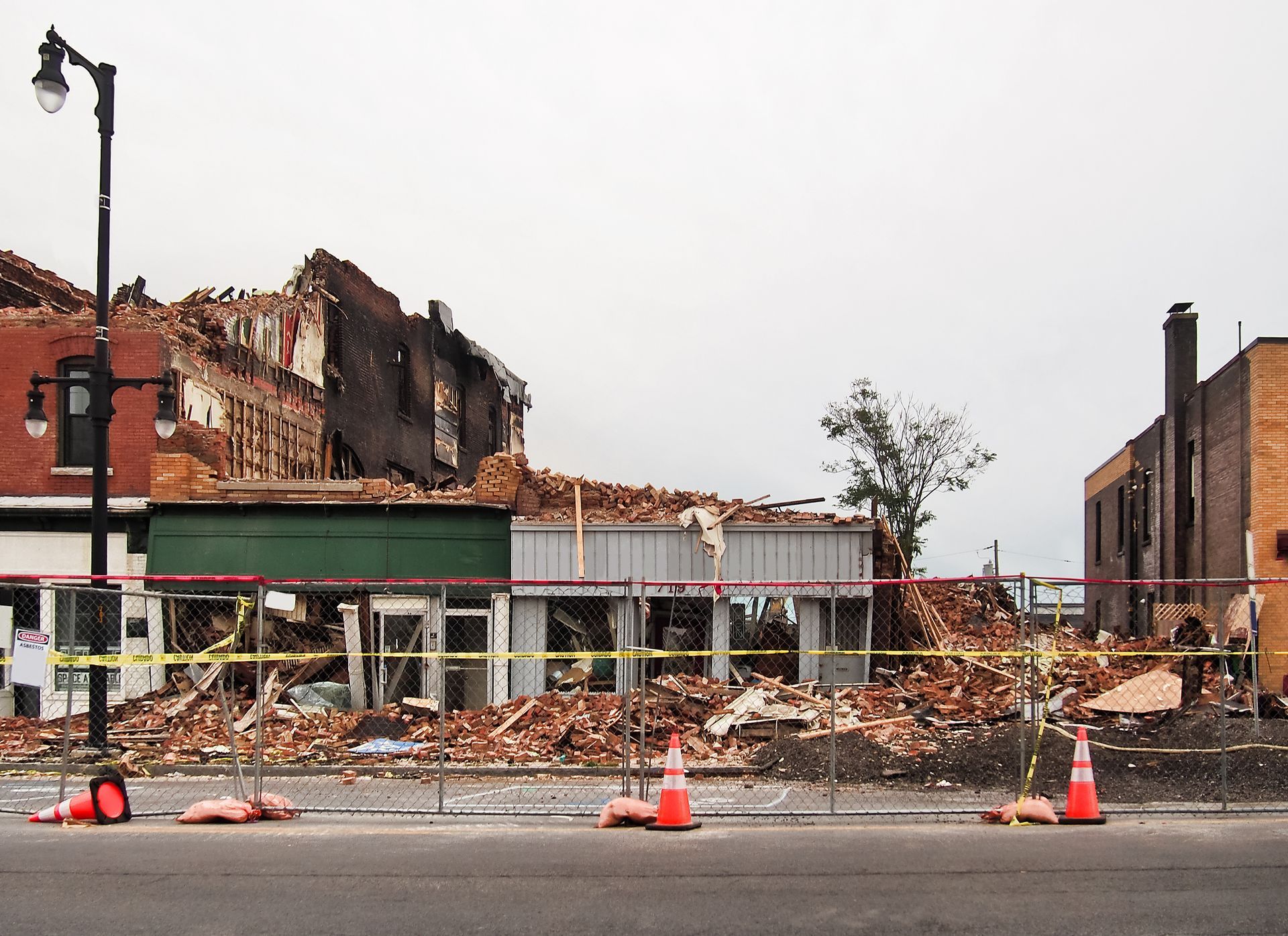 Commercial building partially destroyed by fire