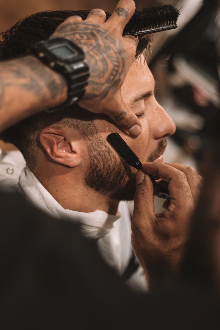 Man Getting Beard Shaved — Barber Bros & Co - Southport in Southport, QLD
