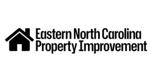 A black and white logo for eastern north carolina property improvement