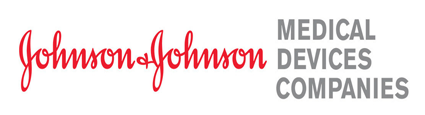Het logo van Johnson & Johnson Medical Devices Companies in rood en grijs.