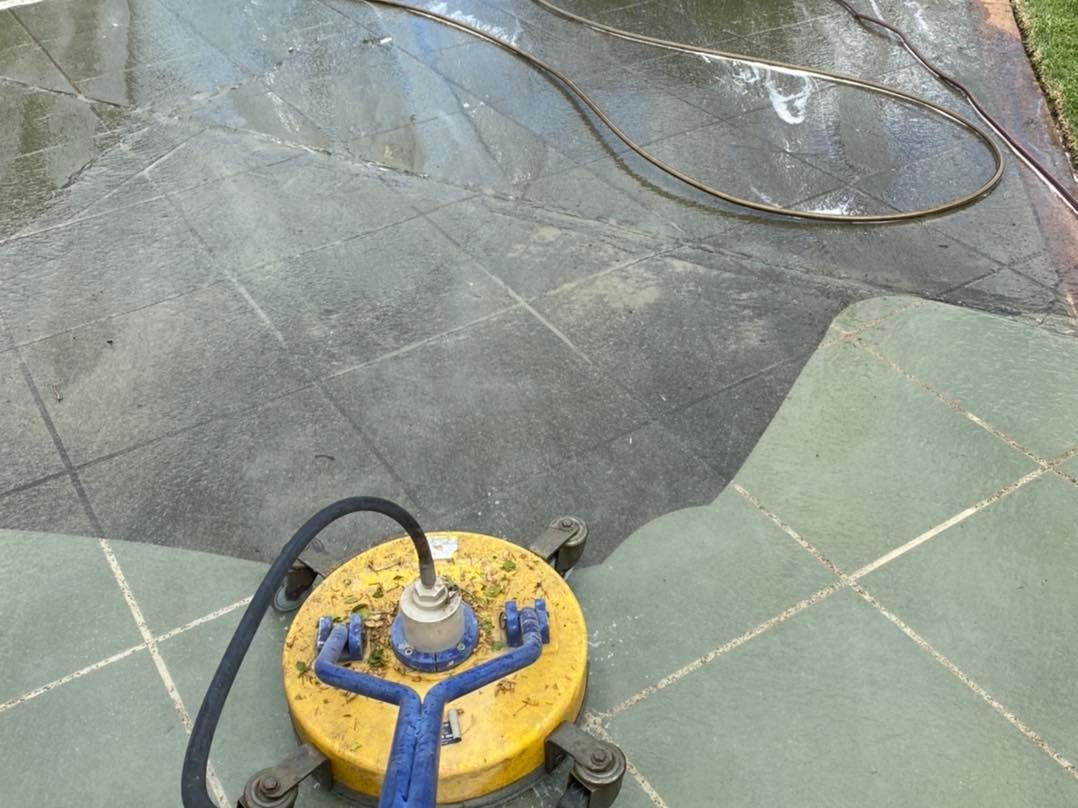 A Yellow And Blue Machine Is Being Used To Clean A Tiled Floor — Red Shed Hire In Wauchope, NSW