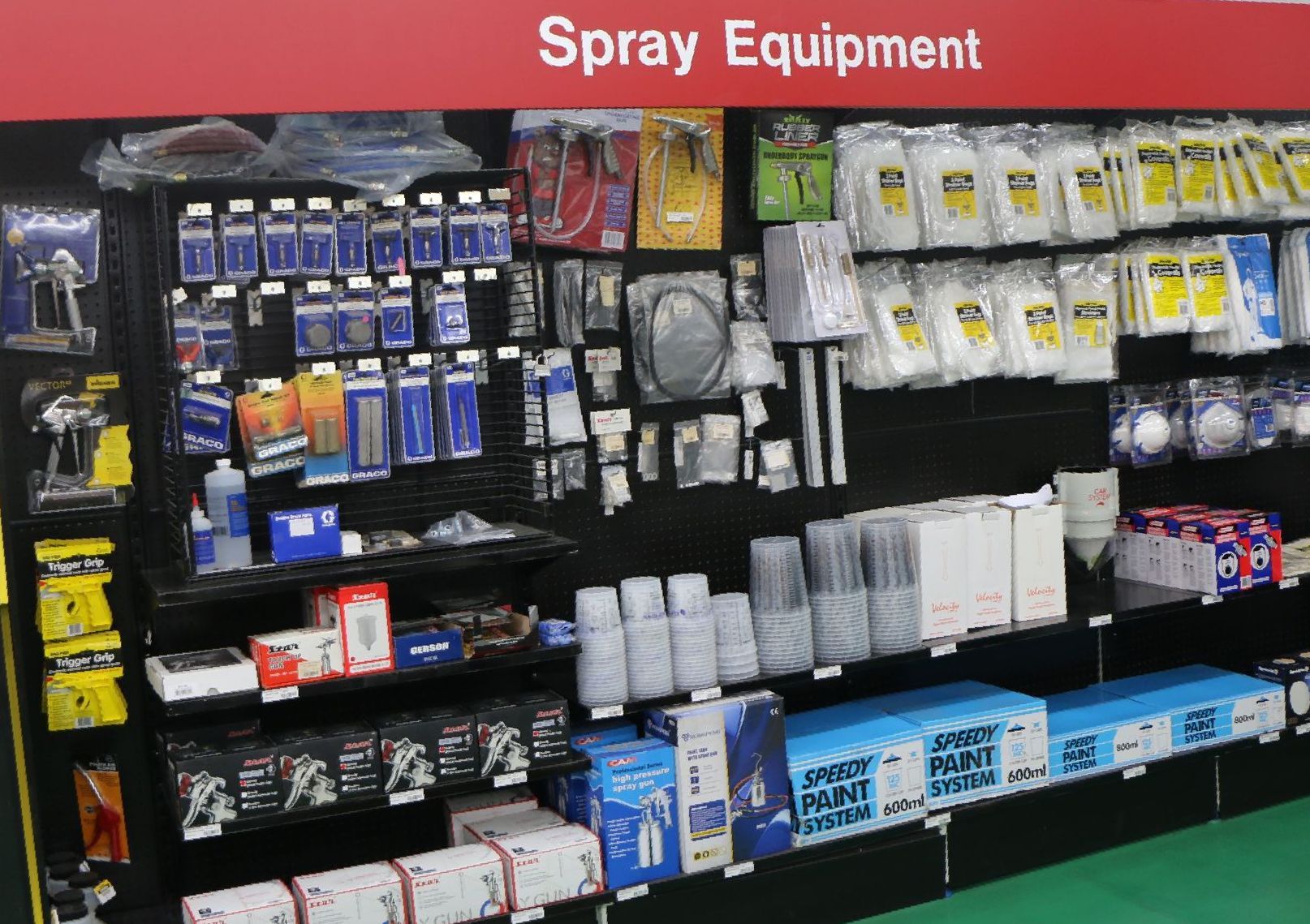 A Display of Spray Equipment in a Store — Paint & Decor in Mount Isa City, QLD