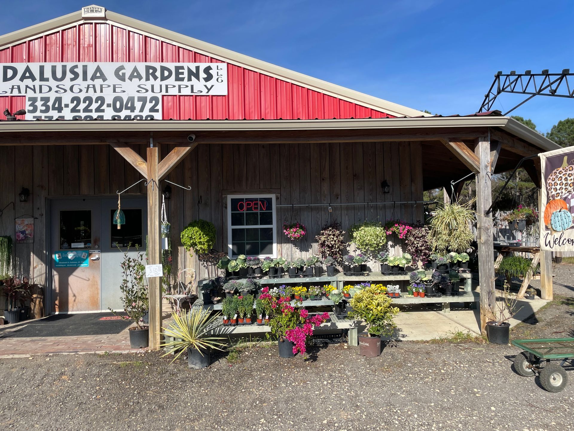 A red building with the sign 