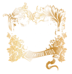 A gold frame with the words tattoo studio on it