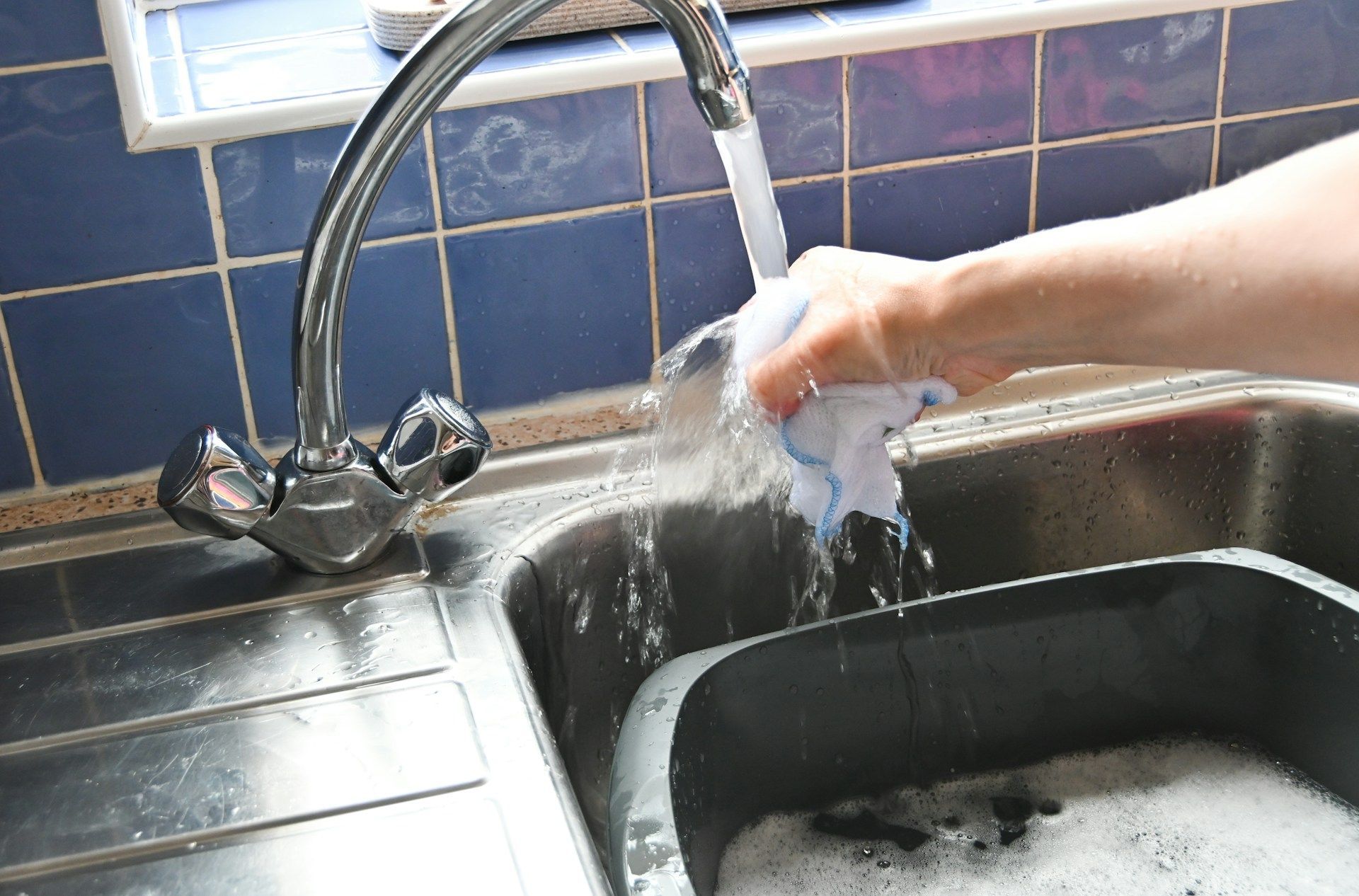 water coming out of faucet