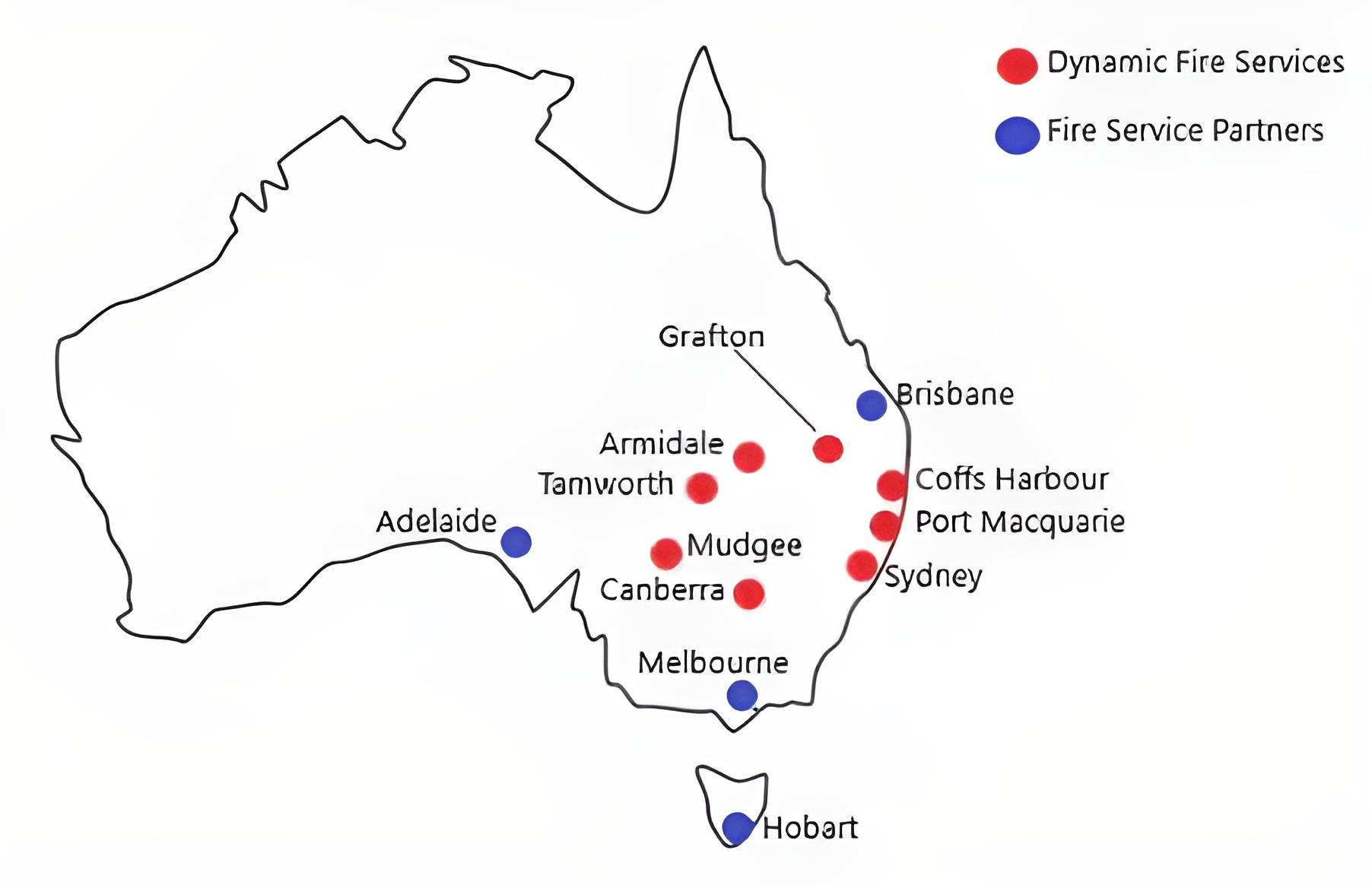Locations We Service Map — Fire Safety in Tamworth, NSW