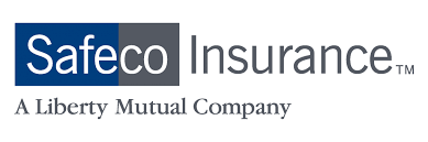 Safeco Insurance logo, a Liberty Mutual Company, featuring white and grey text on a blue and grey background.