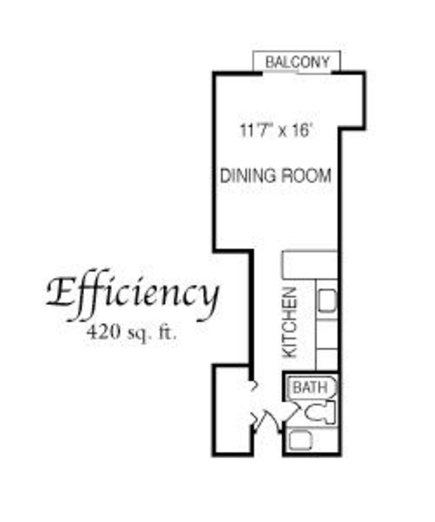 Floor Plan: Studio · 1 Bath · 420 SQ. FT.