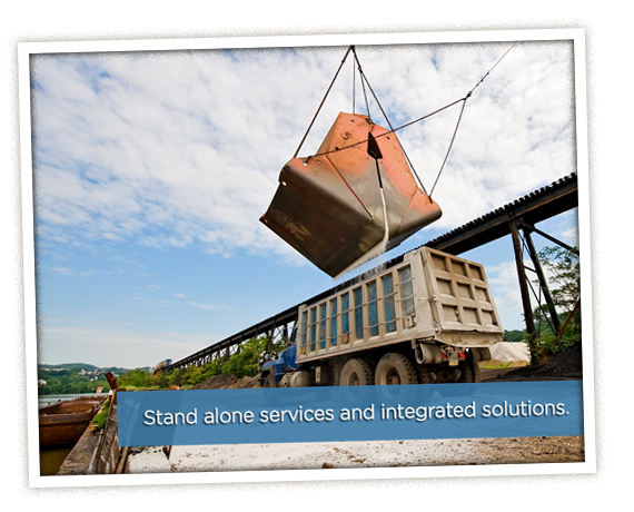 Transloading — Crane Loading Sand in the Truck in Charleroi, PA