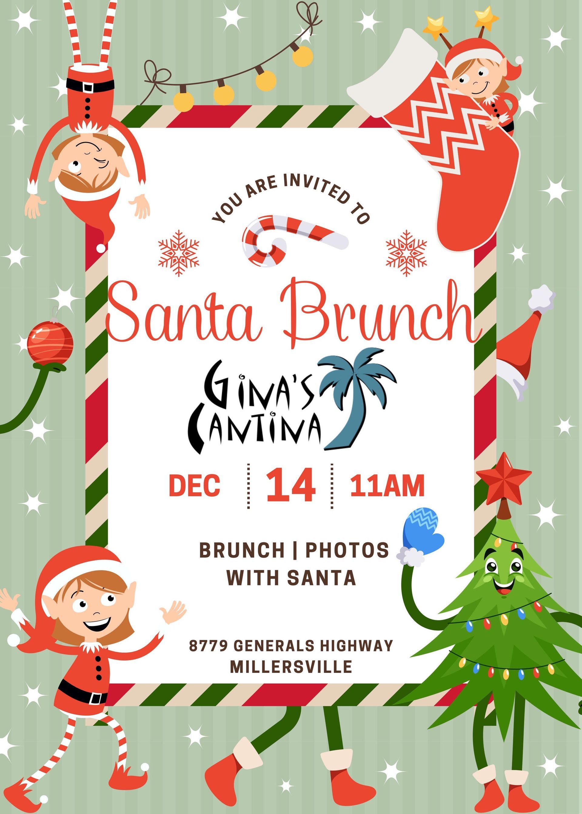 Gina's Cantina Santa brunch flyer