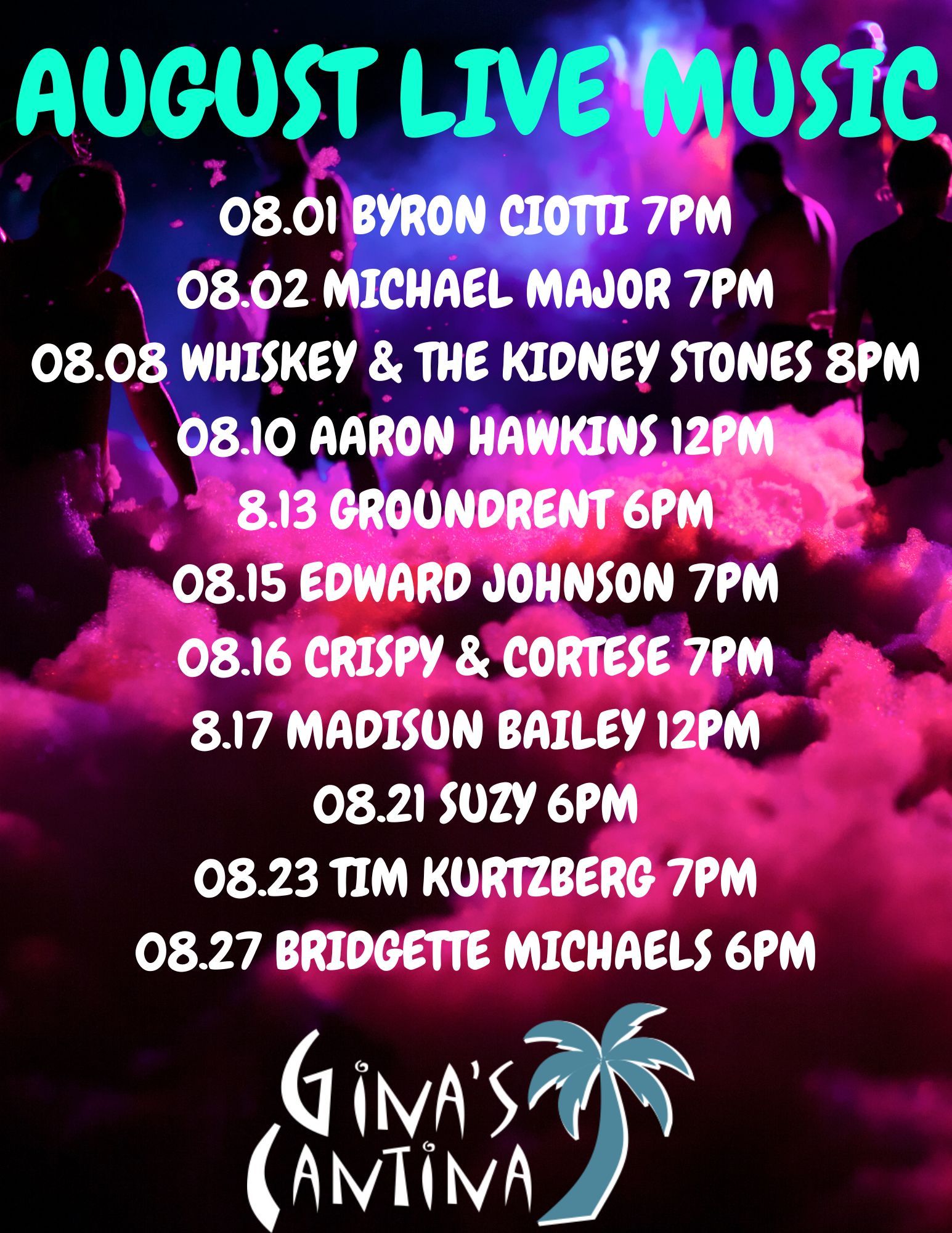 Gina's Cantina live music flier