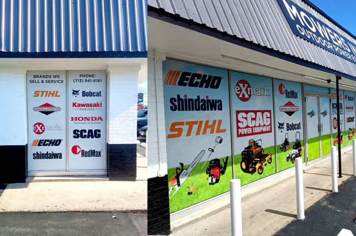 A navy blue box truck with 