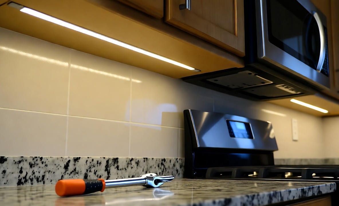 a photo of under cabinet lighting installed by GP Electric