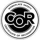 A black and white logo for a workplace safety certificate of recognition.