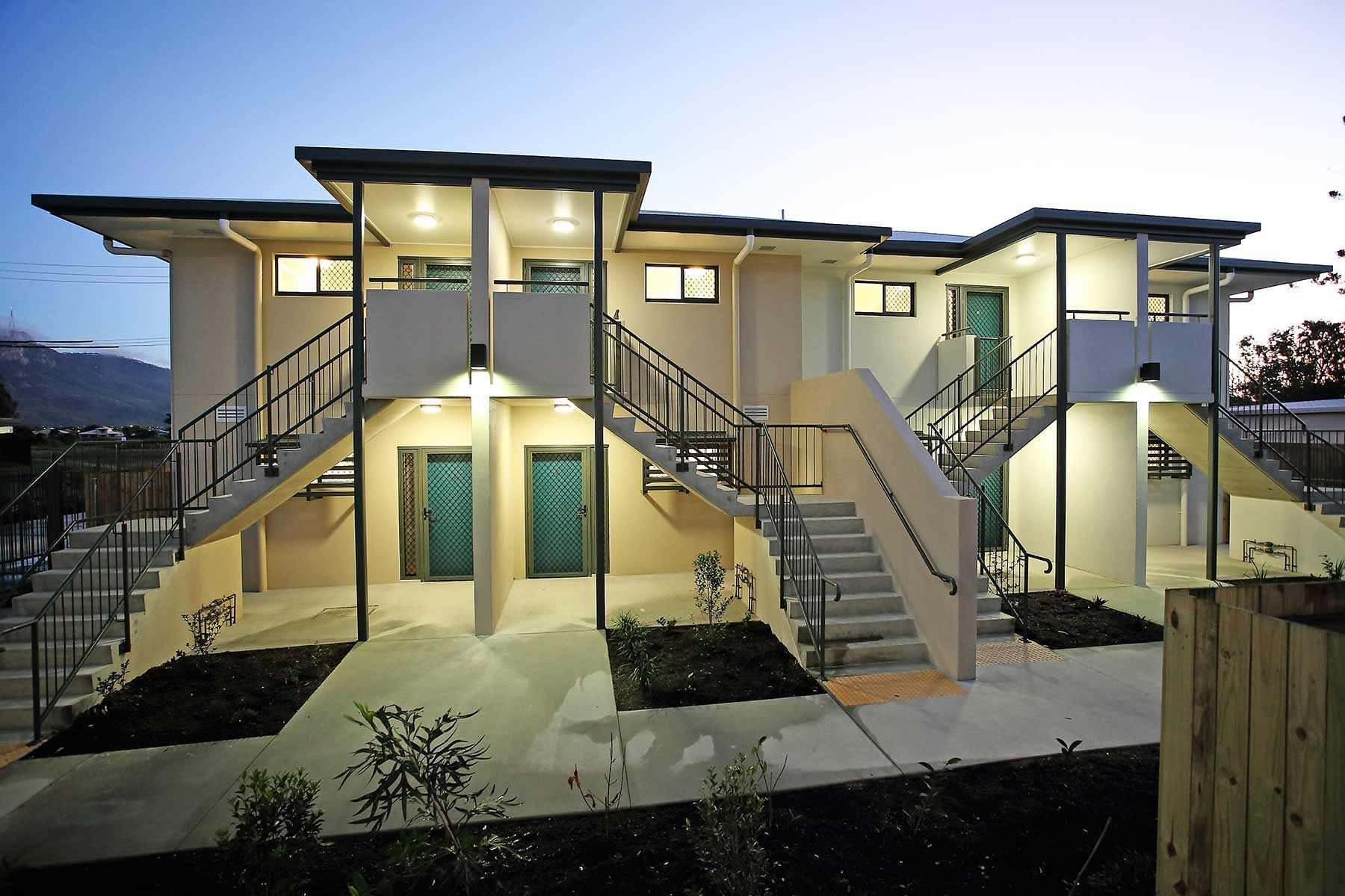 Modern Apartment Building Featuring Symmetrical Staircases — Nick Favot Painting In Bohle, QLD