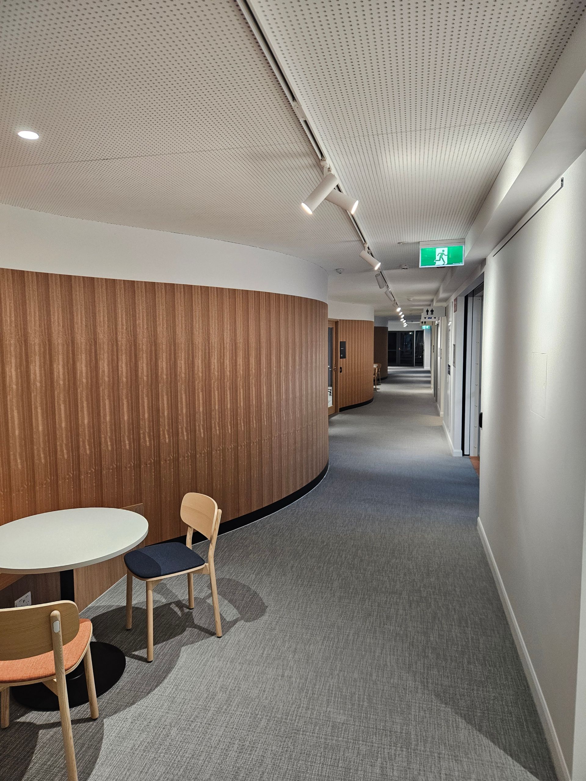Curved Hallway With Wood-paneled Wall — Nick Favot Painting In Bohle, QLD