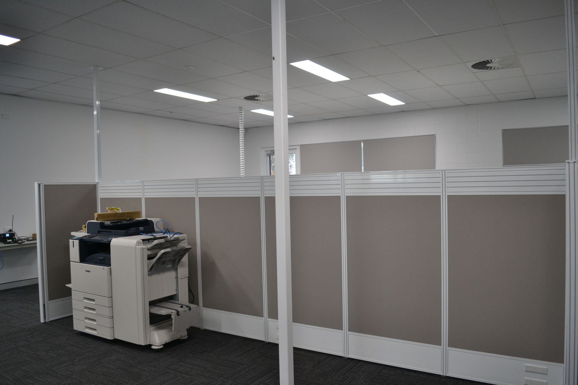 Office Cubicles With Grey Dividers and a Printer — Nick Favot Painting In Bohle, QLD
