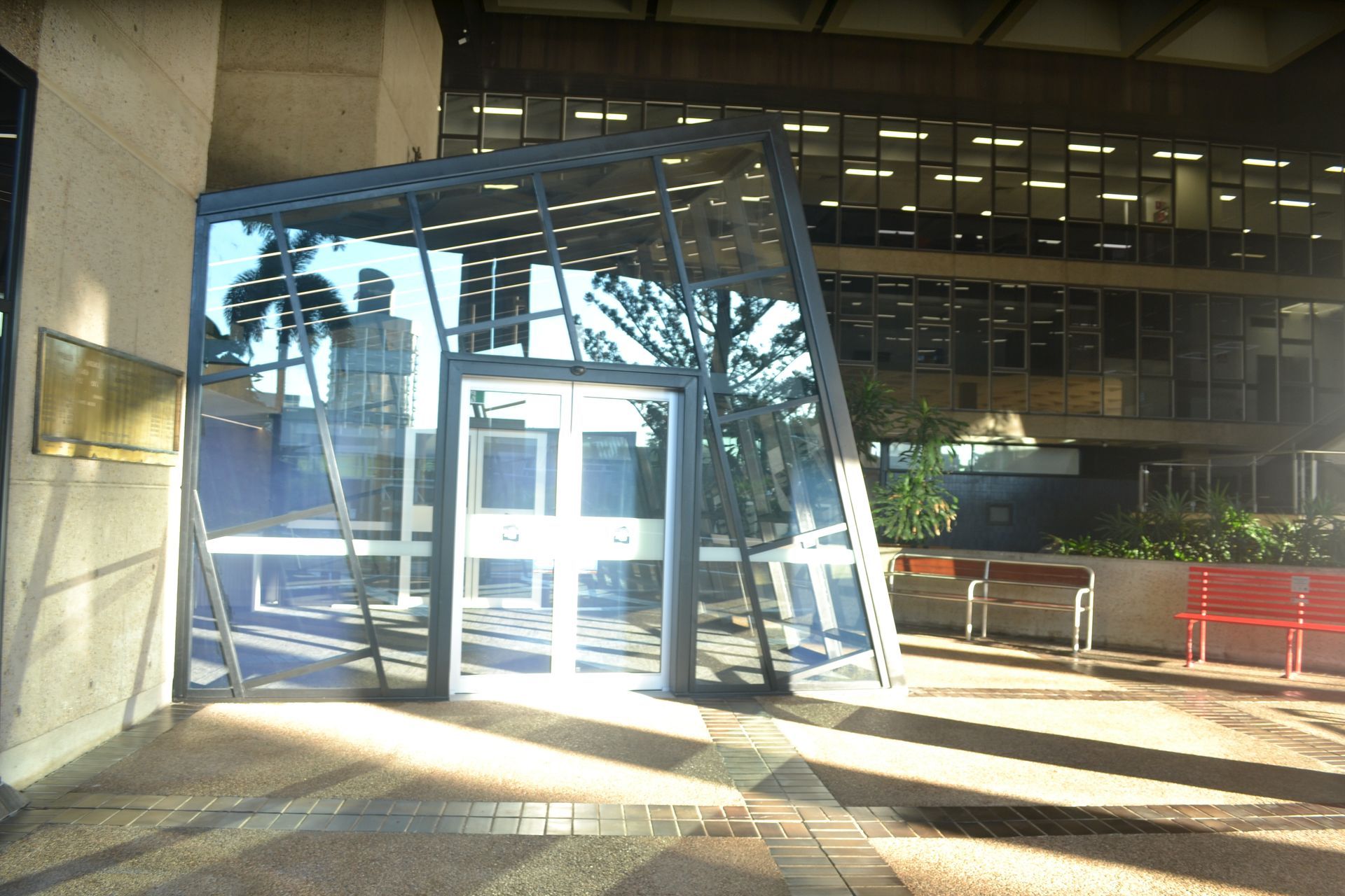 Slanted Glass Entryway With Reflections — Nick Favot Painting In Bohle, QLD