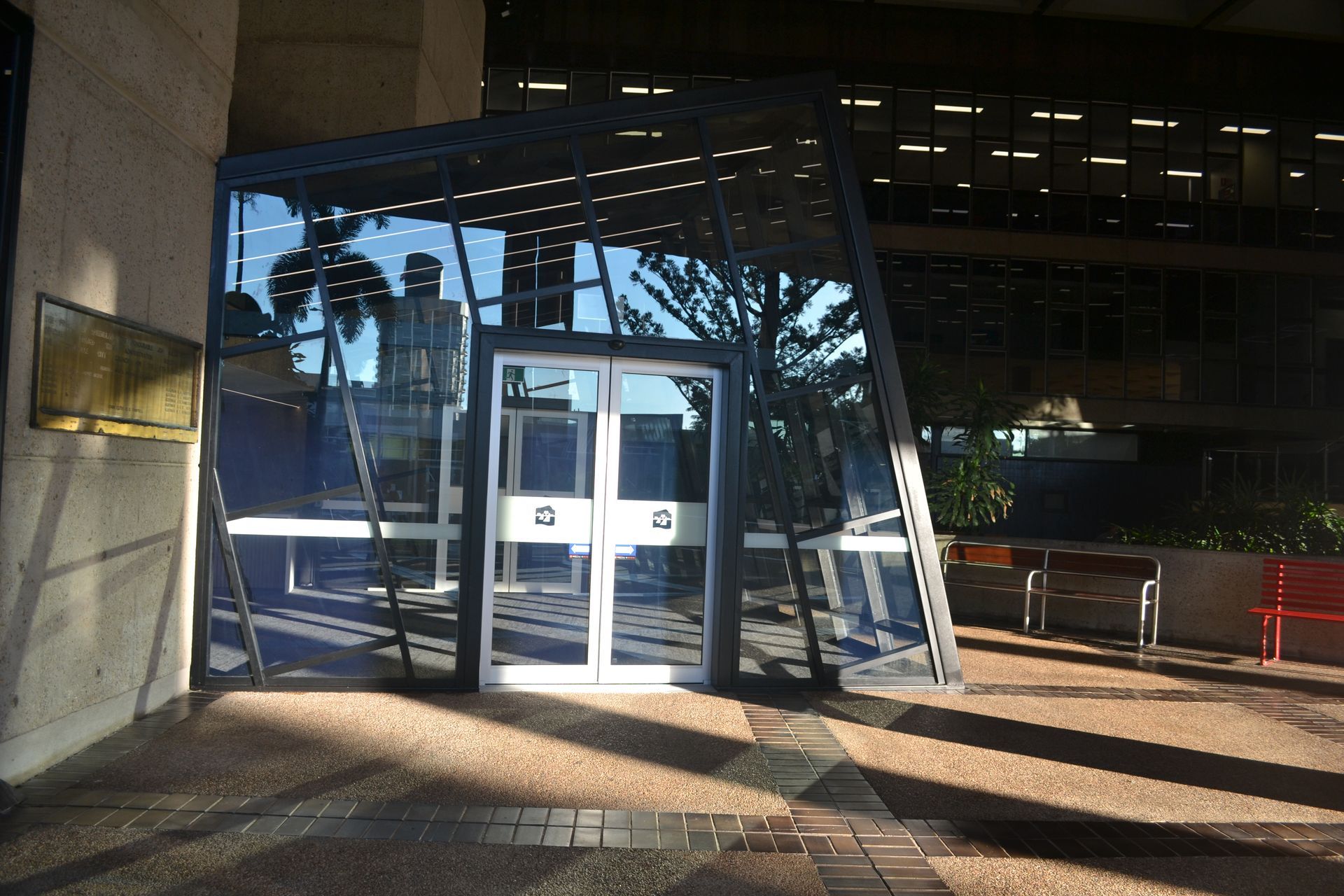 Modern Entrance With Tilted Glass Structure — Nick Favot Painting In Bohle, QLD