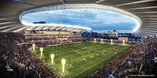 A Brightly Lit Sports Stadium Filled With Fans — Nick Favot Painting In Bohle, QLD