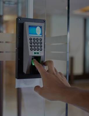 Finger touching a state of the art biometric access panel