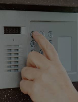 Hand pressing security keypad