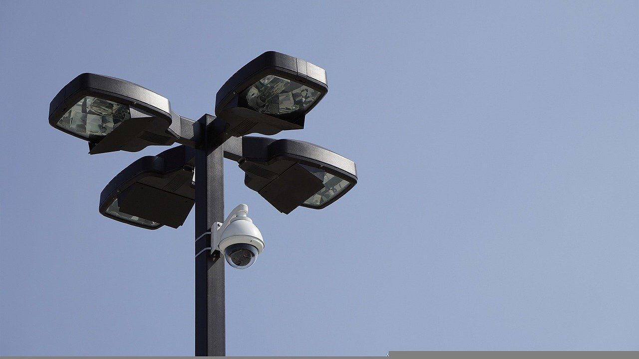 Security camera on light pole