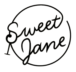 A black and white logo for a company called sweet jane.