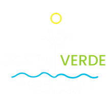 A logo for a company called verde with a sun and waves