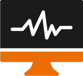 A computer monitor with a white wave on it.