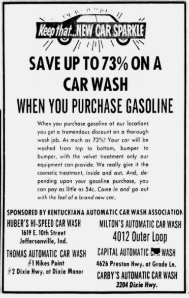1966 Thomas Car Wash newspaper advertisement