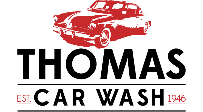 thomas car wash logo, red car on white background