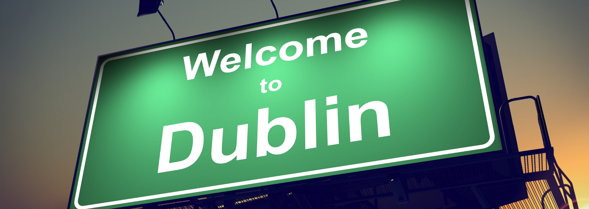 Picture of A Welcome to Dublin sign.