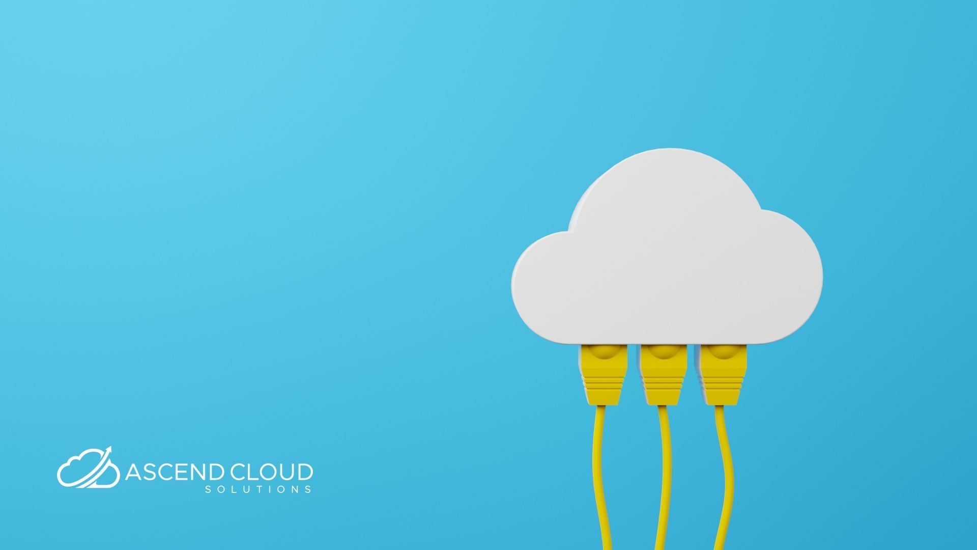 A white cloud is connected to three yellow wires on a blue background.