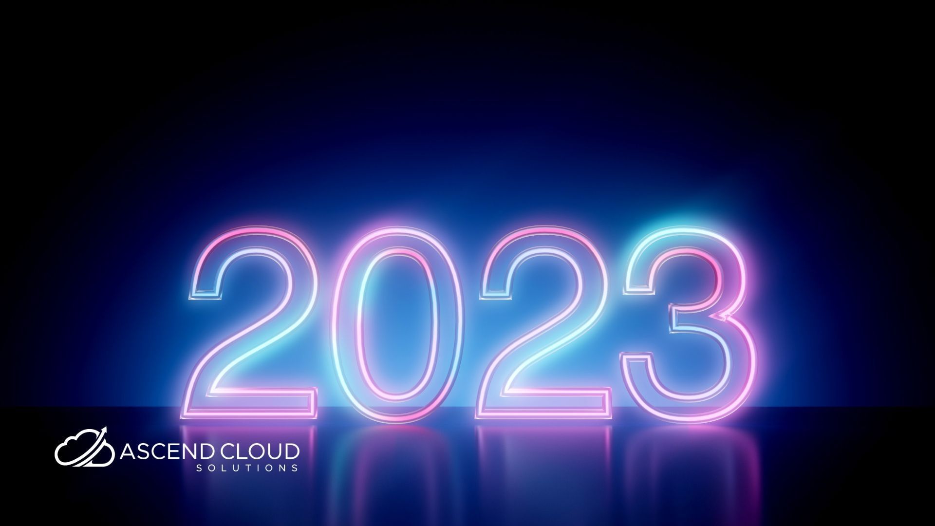 A neon sign that says 2023 on a dark blue background.