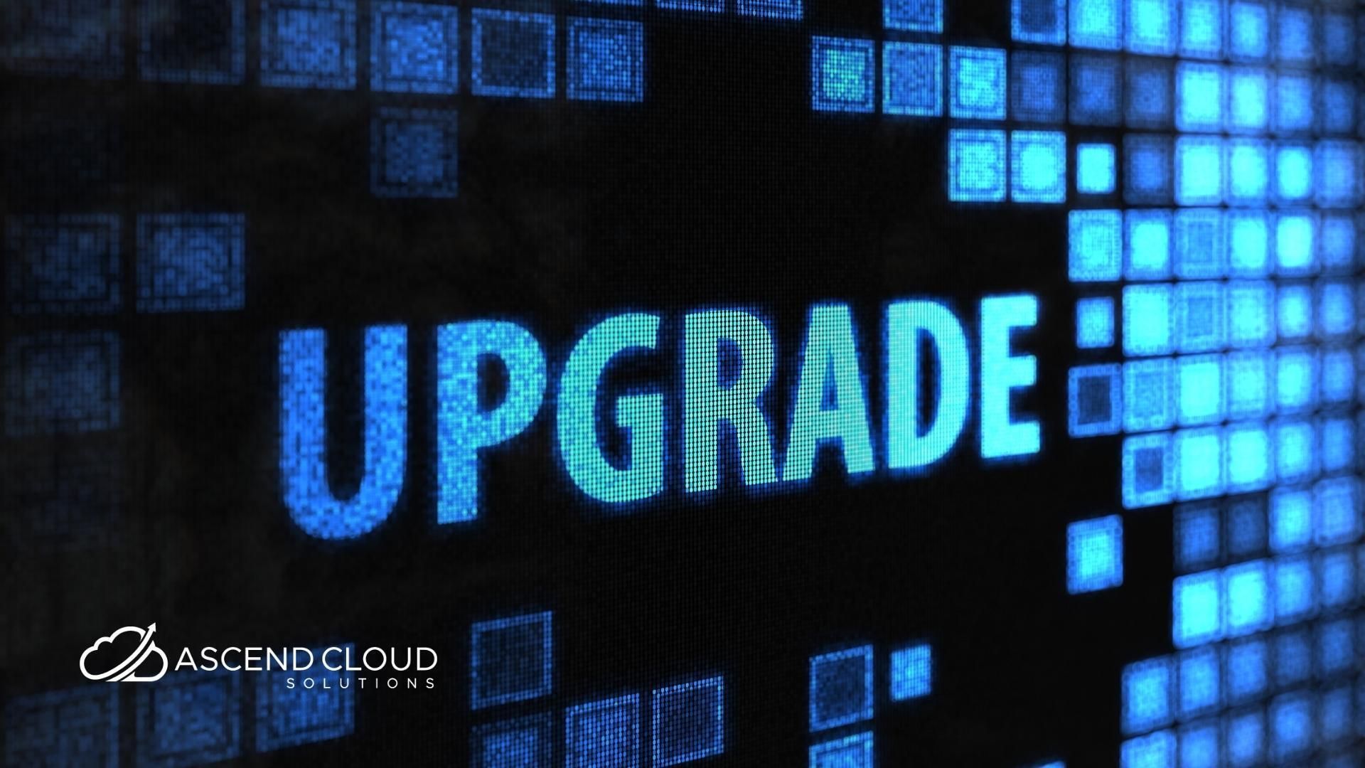 The word upgrade is displayed on a computer screen