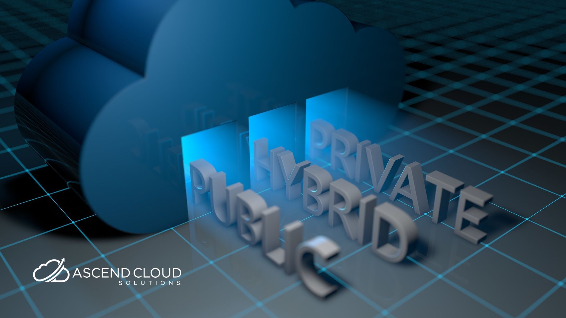 A 3d rendering of a cloud with the words private hybrid music written on it.