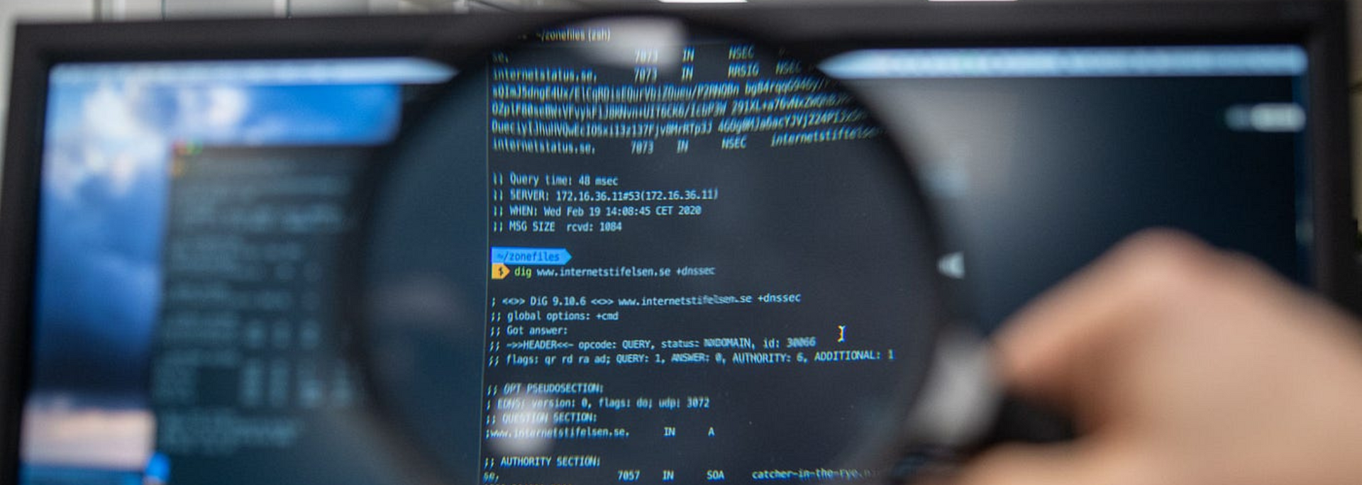 Picture of a computer command line spitting out complex-looking information.